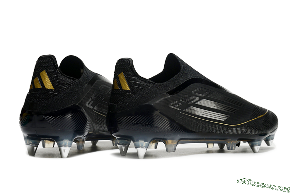 Men's Adidas F50 Elite Laceless SG Football Boots - Black/Silver/Gold 6