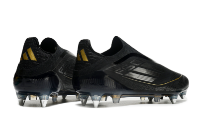 Men's Adidas F50 Elite Laceless SG Football Boots - Black/Silver/Gold