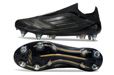 Men's Adidas F50 Elite Laceless SG Football Boots - Black/Silver/Gold