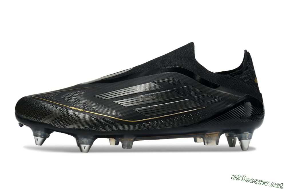 Men's Adidas F50 Elite Laceless SG Football Boots - Black/Silver/Gold 0