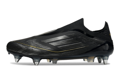Men's Adidas F50 Elite Laceless SG Football Boots - Black/Silver/Gold