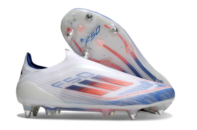 Men's Adidas F50 Elite Laceless SG Football Boots - White/Blue/Red