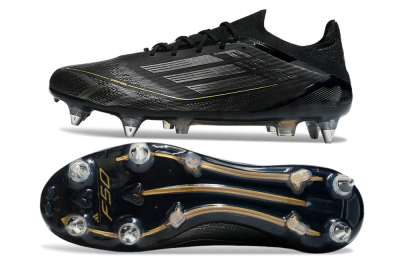 Men's Adidas F50 Elite SG Football Boots - Black/Silver/Gold