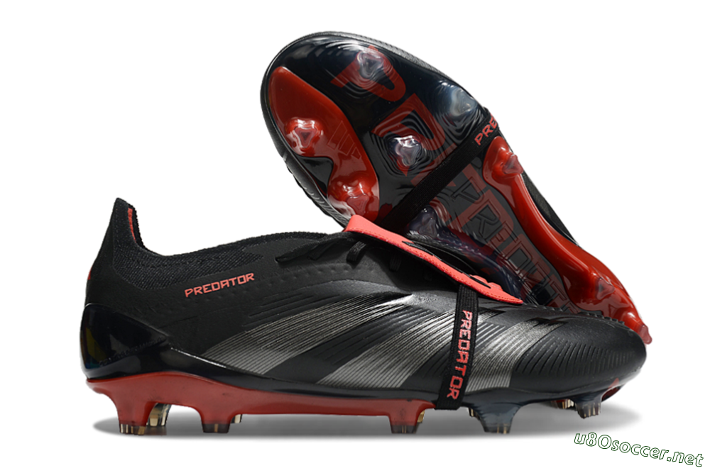 Men's Adidas Predator Elite Tongue FG Football Boots - Black/Silver/Red 2