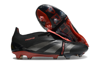 Men's Adidas Predator Elite Tongue FG Football Boots - Black/Silver/Red