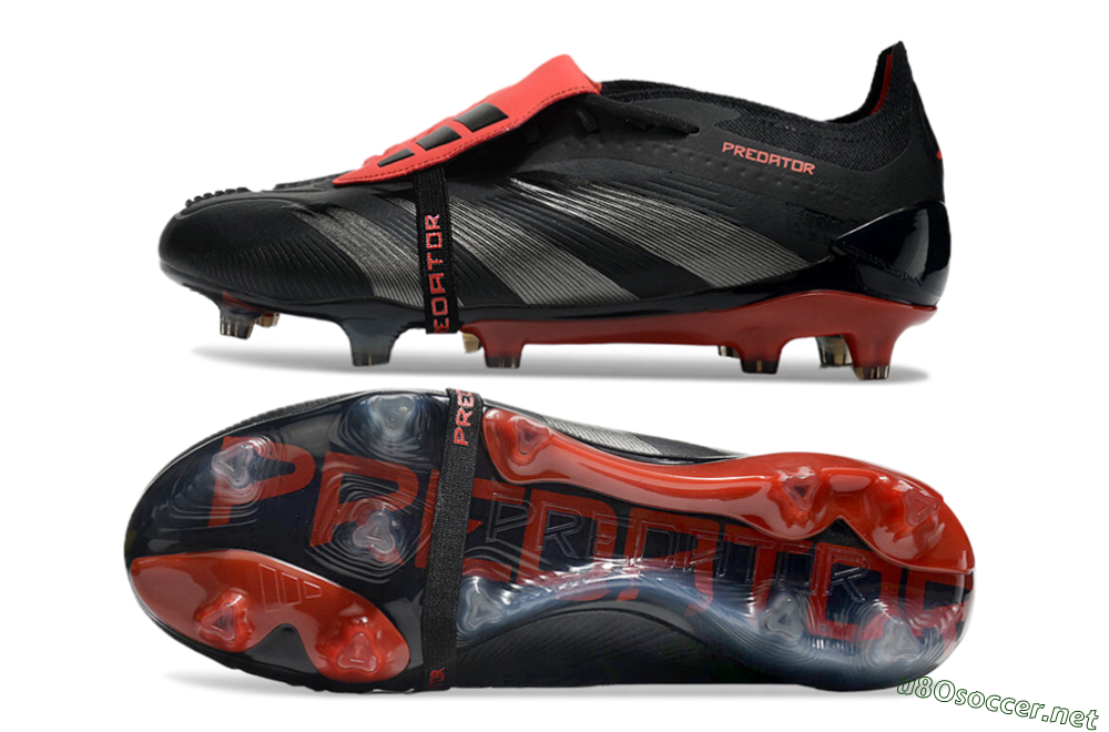 Men's Adidas Predator Elite Tongue FG Football Boots - Black/Silver/Red 1