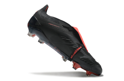 Men's Adidas Predator Elite Tongue FG Football Boots - Black/Silver/Red