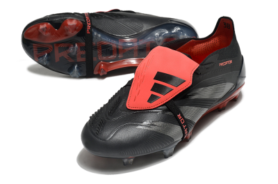 Men's Adidas Predator Elite Tongue FG Football Boots - Black/Silver/Red