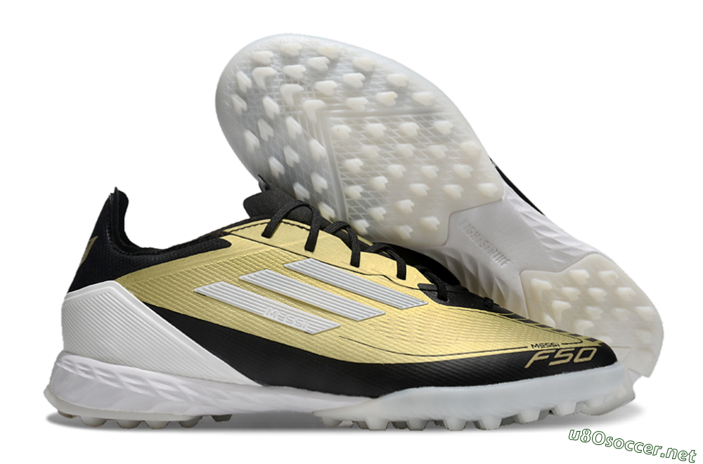 Men's Adidas F50 Pro TF Football Shoes - Gold/White/Black 2