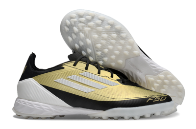 Men's Adidas F50 Pro TF Football Shoes - Gold/White/Black