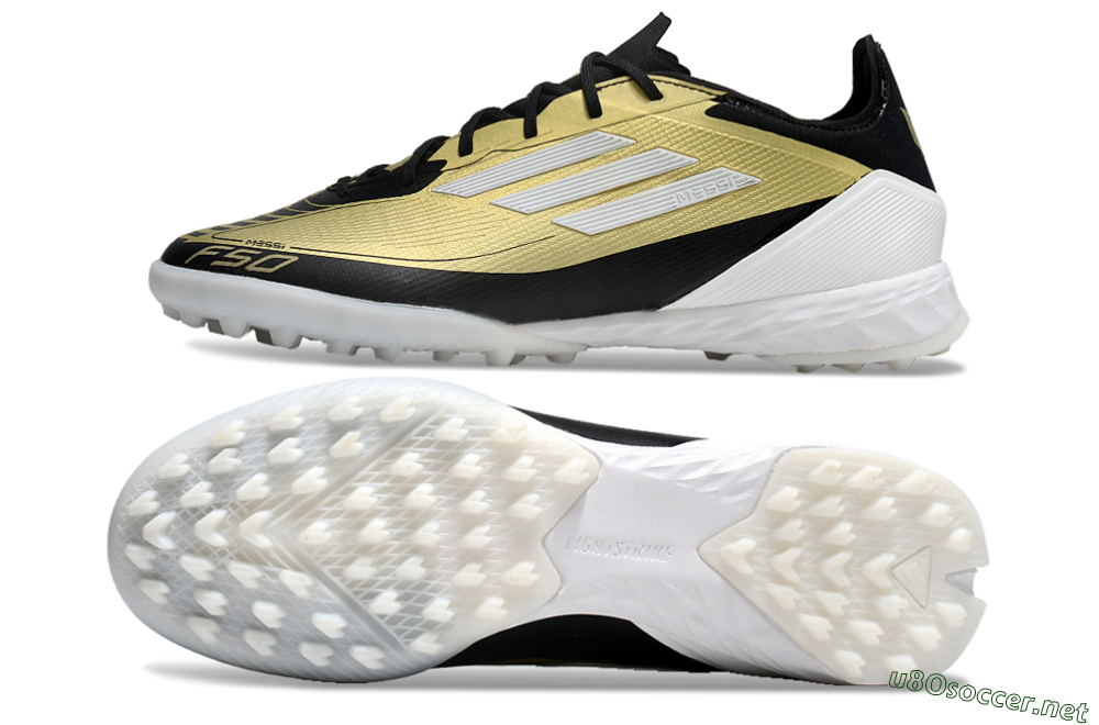 Men's Adidas F50 Pro TF Football Shoes - Gold/White/Black 1