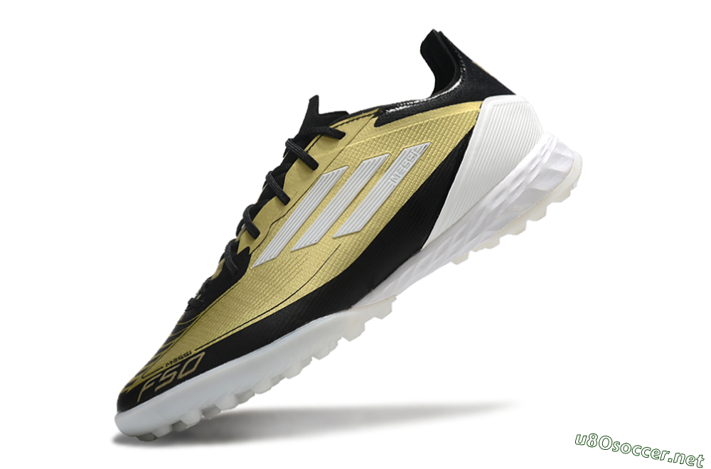 Men's Adidas F50 Pro TF Football Shoes - Gold/White/Black 5