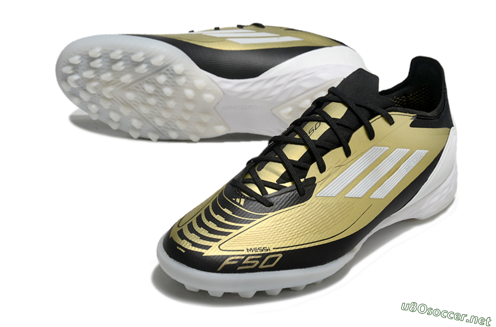 Men's Adidas F50 Pro TF Football Shoes - Gold/White/Black 3