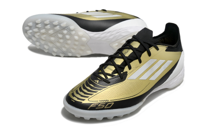 Men's Adidas F50 Pro TF Football Shoes - Gold/White/Black