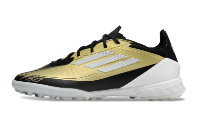 Men's Adidas F50 Pro TF Football Shoes - Gold/White/Black