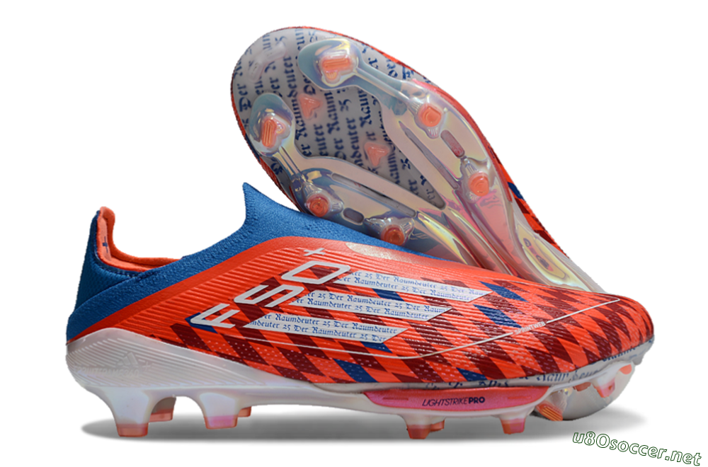 Men's Adidas F50+ Lightstrike Elite Laceless FG Football Boots - Red/Blue/White 2
