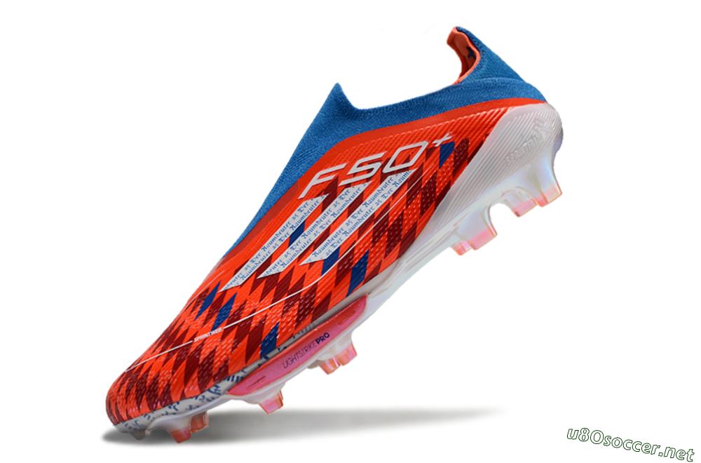 Men's Adidas F50+ Lightstrike Elite Laceless FG Football Boots - Red/Blue/White 5