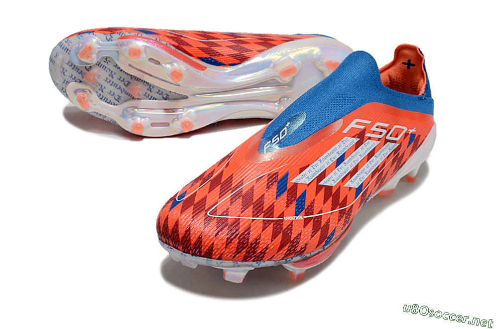 Men's Adidas F50+ Lightstrike Elite Laceless FG Football Boots - Red/Blue/White 3
