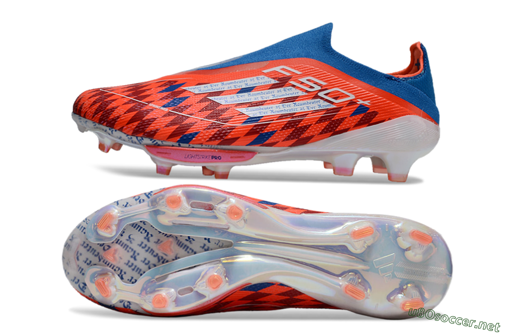 Men's Adidas F50+ Lightstrike Elite Laceless FG Football Boots - Red/Blue/White 1