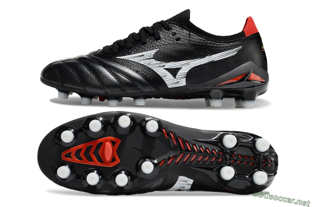 Men's Mizuno Morelia Neo 4 FG Football Boots - Black/White/Red 1