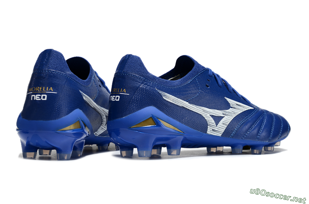 Men's Mizuno Morelia Neo 4 FG Football Boots - Blue/White/Gold 6