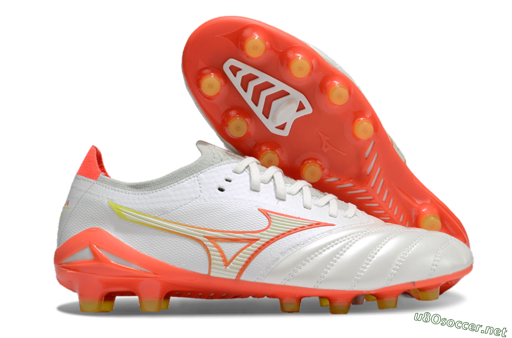 Men's Mizuno Morelia Neo 4 FG Football Boots - White/Red/Yellow 2
