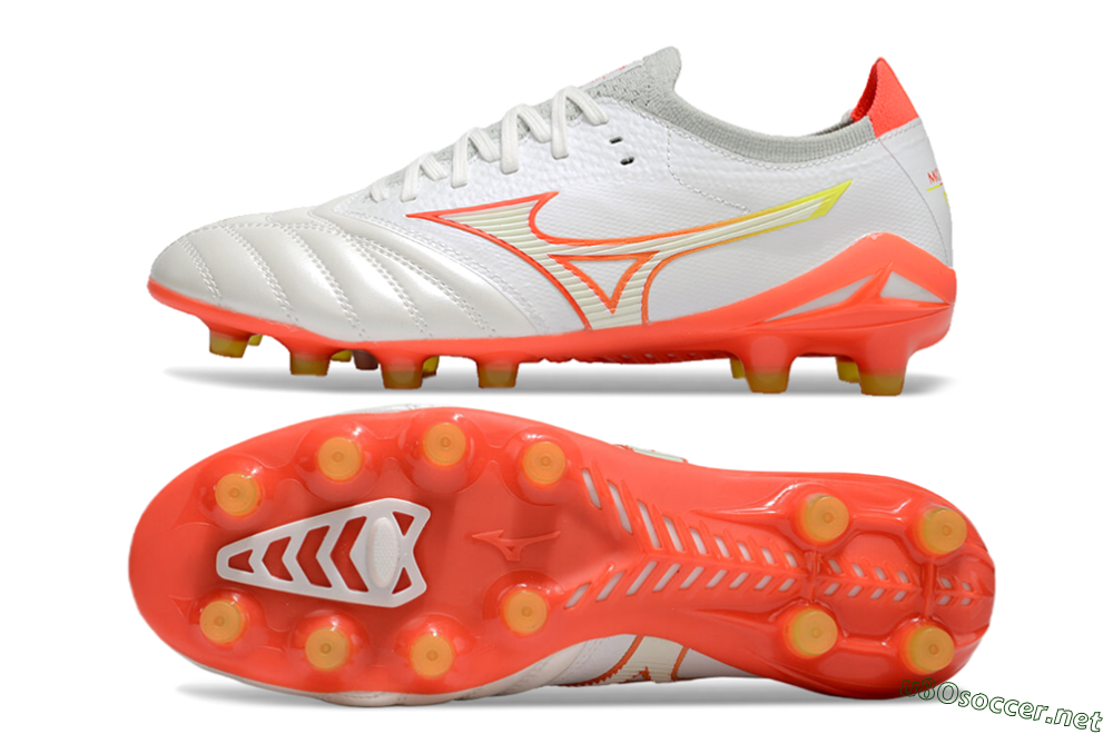 Men's Mizuno Morelia Neo 4 FG Football Boots - White/Red/Yellow 1