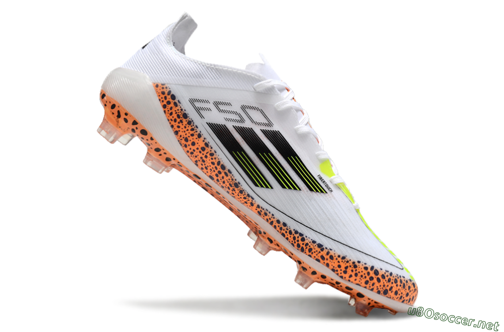 Men's Adidas F50 Elite FG Football Boots - White/Black/Leopard/Yellow 4