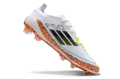 Men's Adidas F50 Elite FG Football Boots - White/Black/Leopard/Yellow