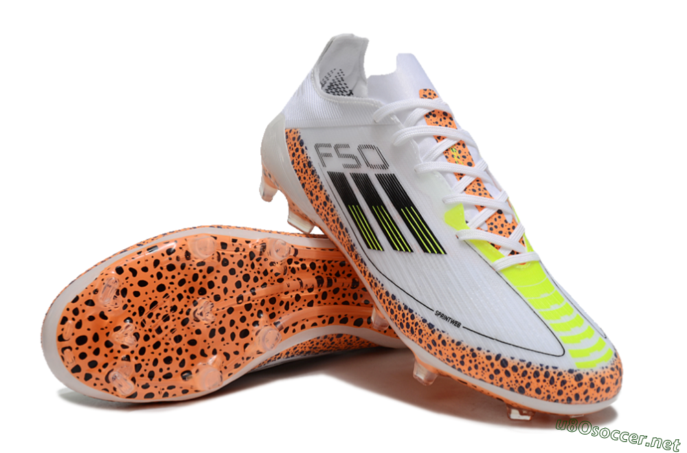 Men's Adidas F50 Elite FG Football Boots - White/Black/Leopard/Yellow 3