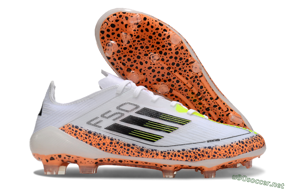 Men's Adidas F50 Elite FG Football Boots - White/Black/Leopard/Yellow 2