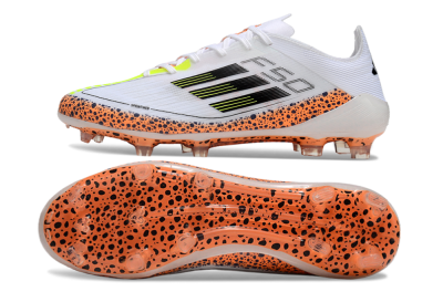 Men's Adidas F50 Elite FG Football Boots - White/Black/Leopard/Yellow