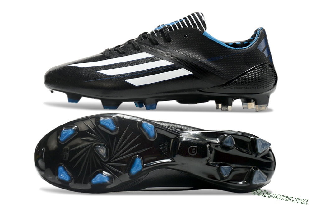 Men's Adidas F50 Adizero Elite FG Football Boots - Black/White/Blue 1