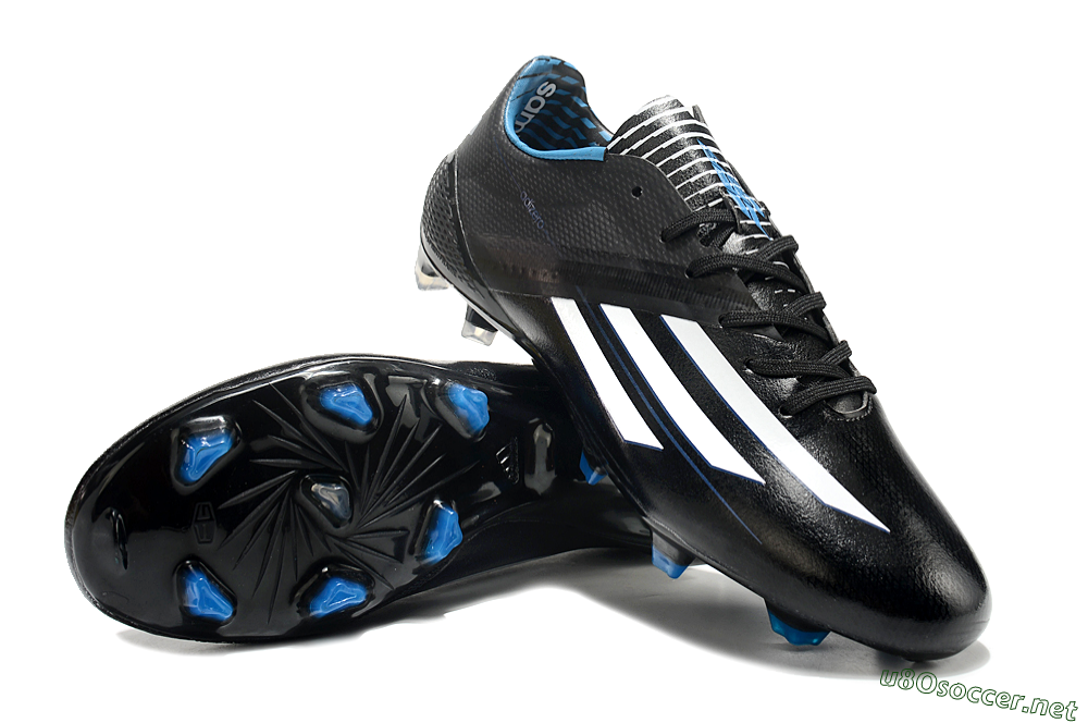 Men's Adidas F50 Adizero Elite FG Football Boots - Black/White/Blue 3