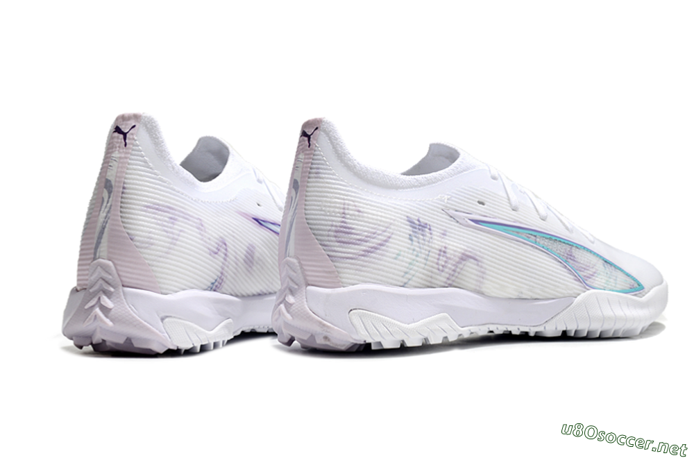 Men's Puma Ultra Ultimate TF Football Shoes - White/Purple/Blue 6