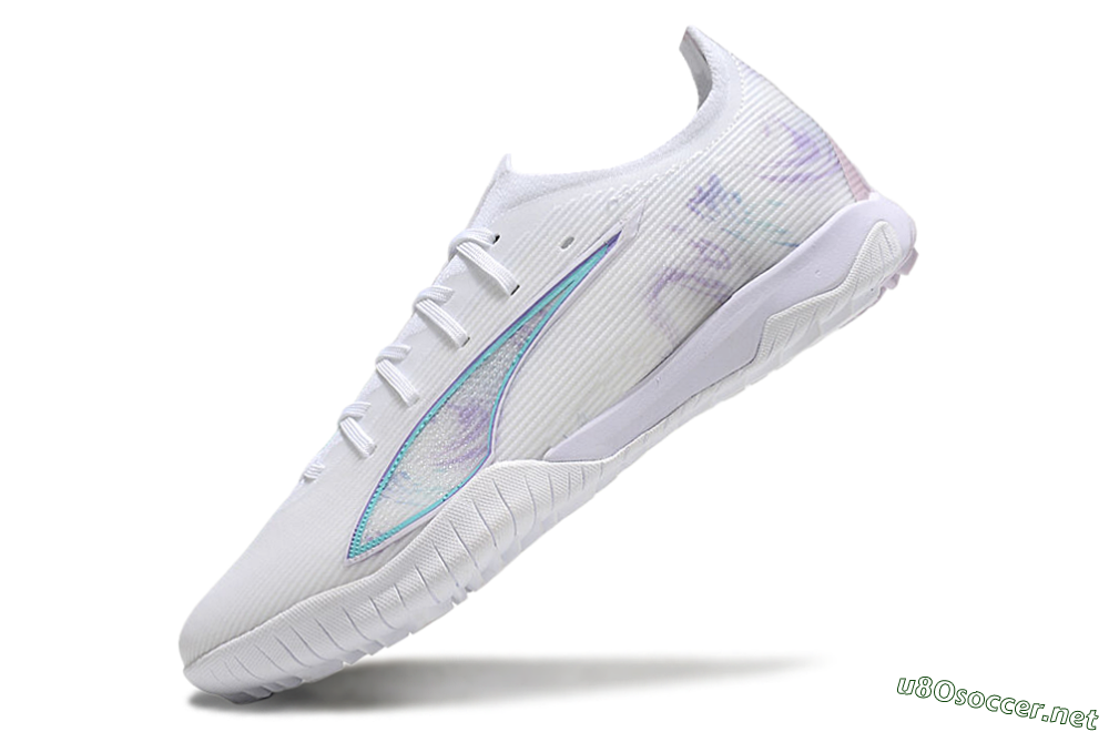 Men's Puma Ultra Ultimate TF Football Shoes - White/Purple/Blue 5