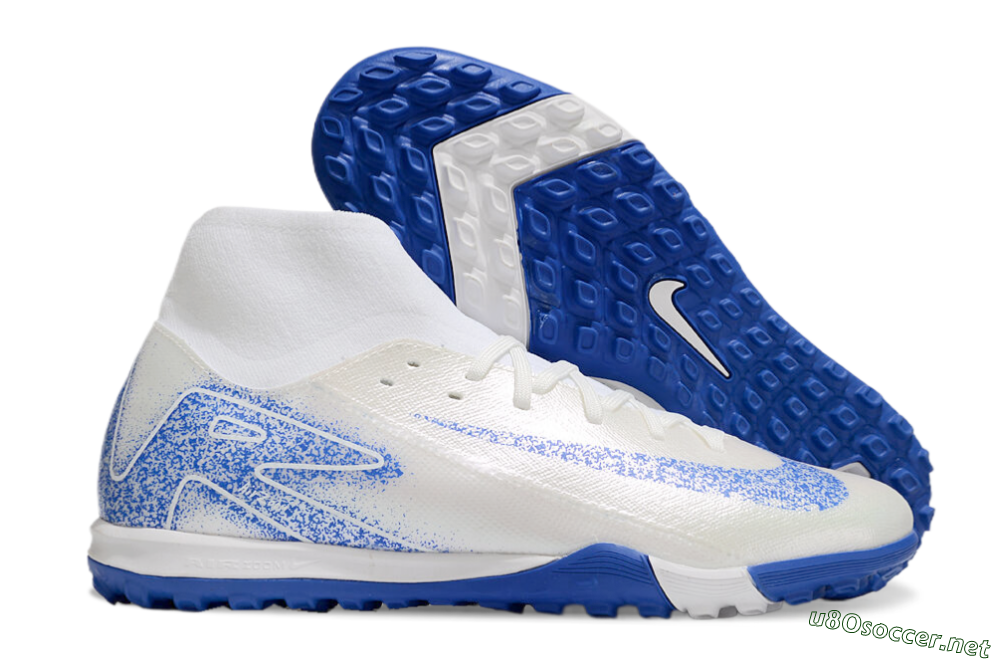 Men's Nike Air Zoom Mercurial Superfly 10 Elite TF Football Shoes - Beige/White/Blue 2