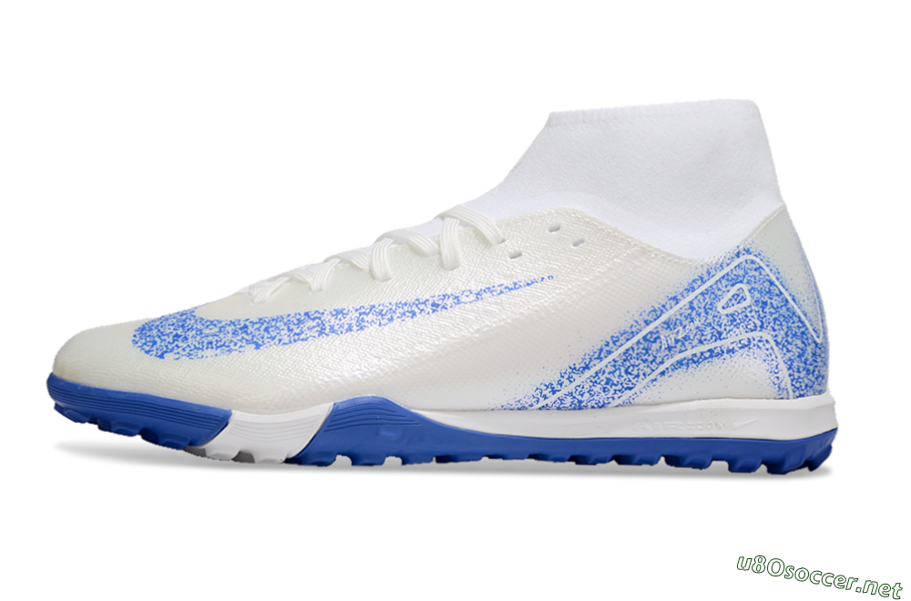 Men's Nike Air Zoom Mercurial Superfly 10 Elite TF Football Shoes - Beige/White/Blue 0