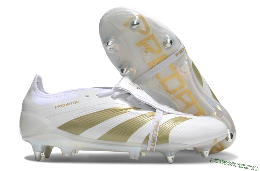 Men's Adidas Predator Elite Foldover Tongue SG Football Boots - Beige/White/Gold 2
