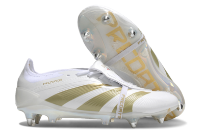 Men's Adidas Predator Elite Foldover Tongue SG Football Boots - Beige/White/Gold