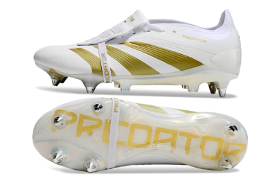 Men's Adidas Predator Elite Foldover Tongue SG Football Boots - Beige/White/Gold