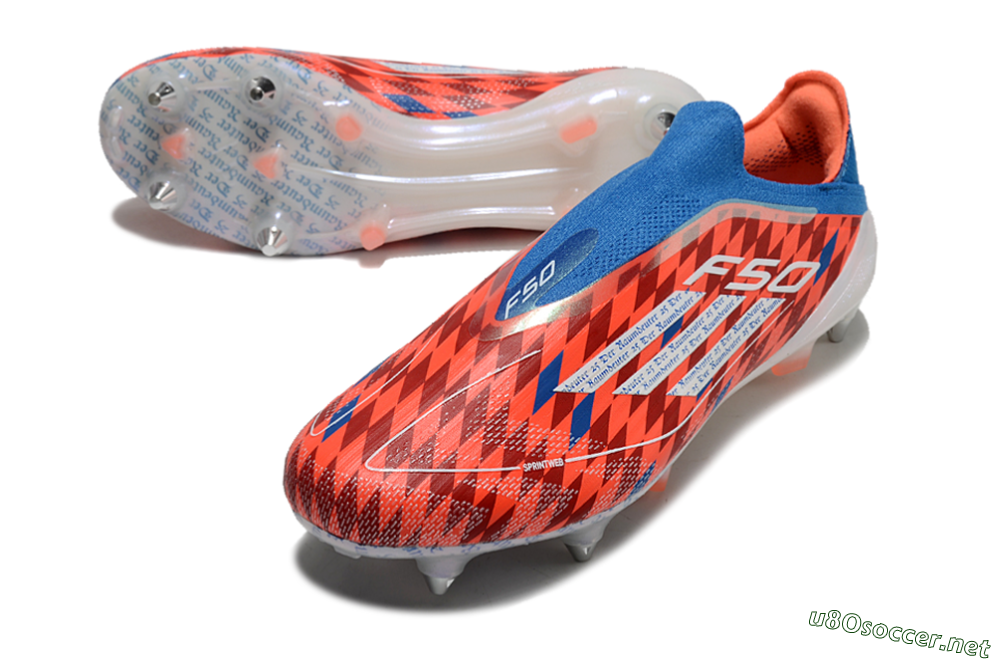Men's Adidas F50 Elite Laceless SG Football Boots - Red/Blue/White 3