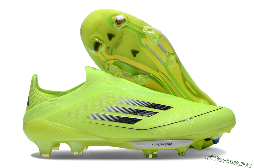 Men's Adidas F50+ Lightstrike Elite Laceless SG Football Boots - Yellow/Black/White 2