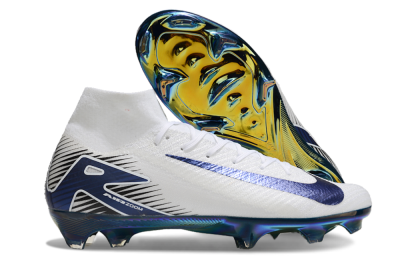 Men's Nike Air Zoom Mercurial Superfly 10 Elite FG Football Boots - White/Blue/Gold