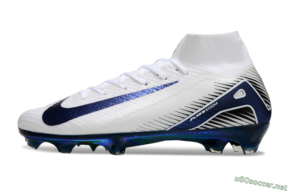 Men's Nike Air Zoom Mercurial Superfly 10 Elite FG Football Boots - White/Blue/Gold 0