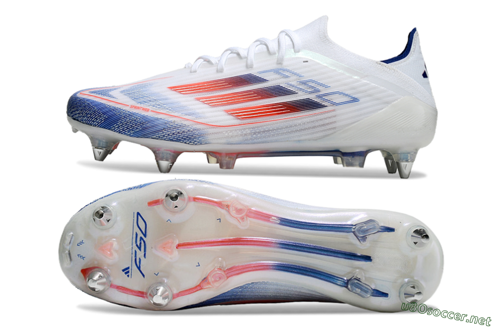 Men's Adidas F50 Elite SG Football Boots - White/Blue/Red 1