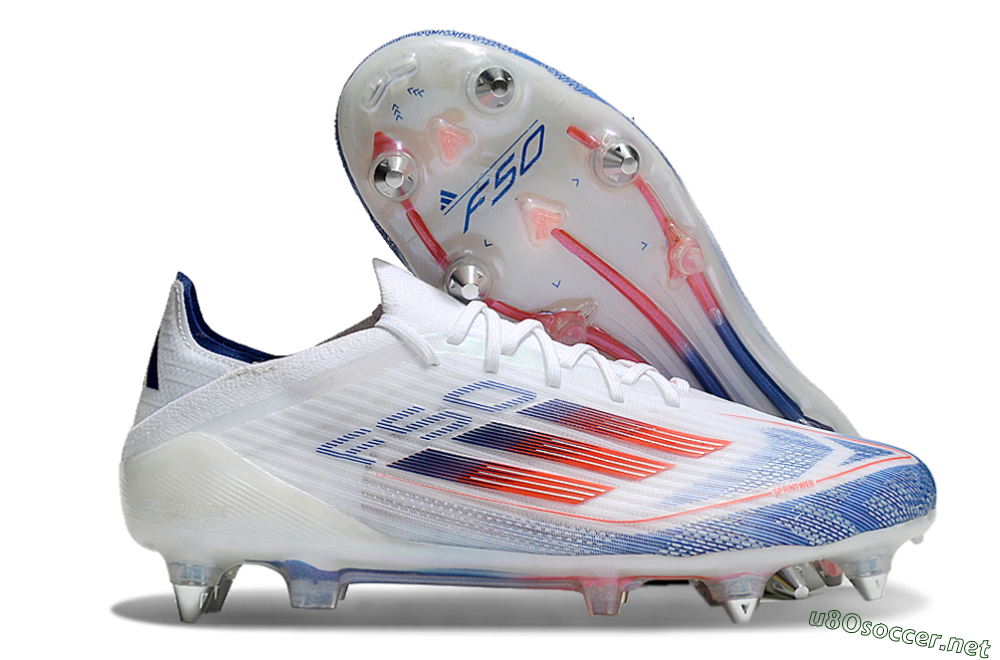 Men's Adidas F50 Elite SG Football Boots - White/Blue/Red 2