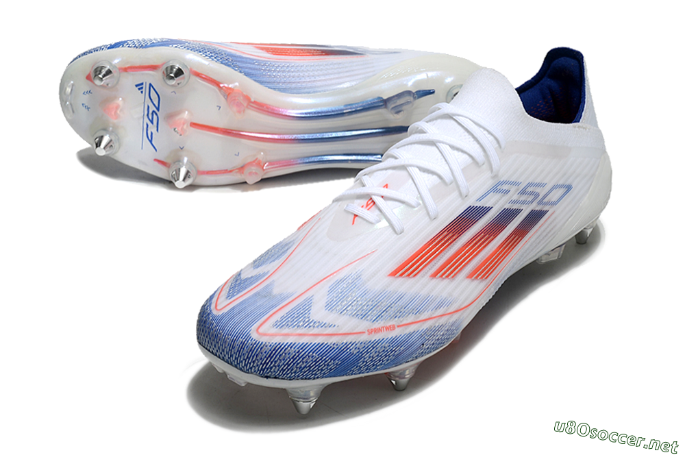 Men's Adidas F50 Elite SG Football Boots - White/Blue/Red 3