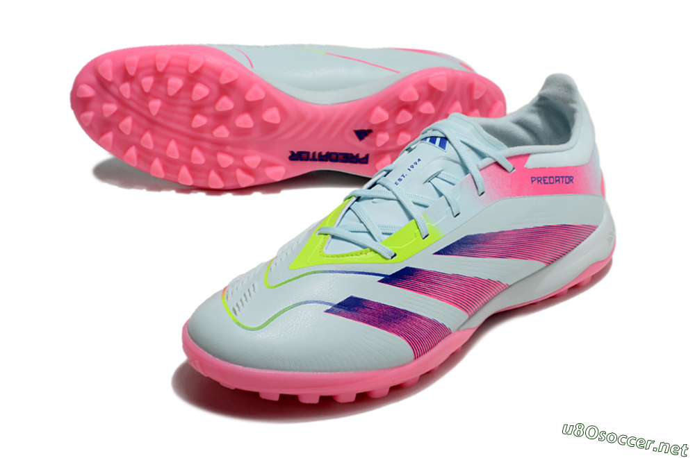 Men's Adidas Predator 24 Elite TF Football Shoes - Jade/Pink/Yellow 3