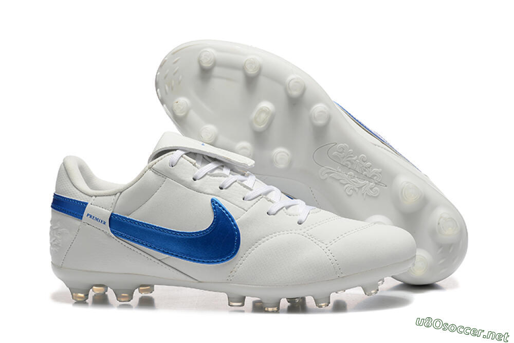 Men's Nike The Premier 3 FG Football Boots - Beige/Blue/White 2